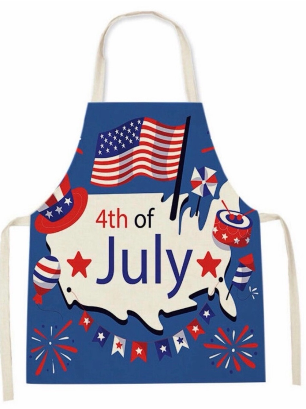 Patriotic USA Flag Linen Apron, BBQ Party Bib